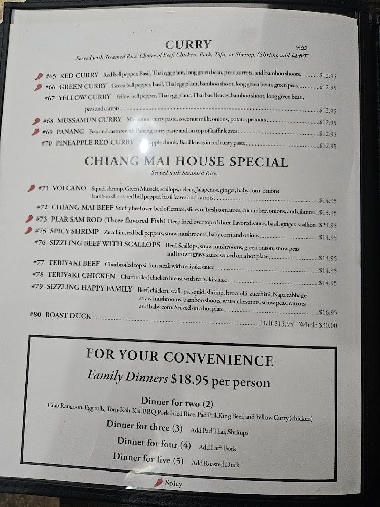 Chiang Mai House Thai Restaurant Menu image 1